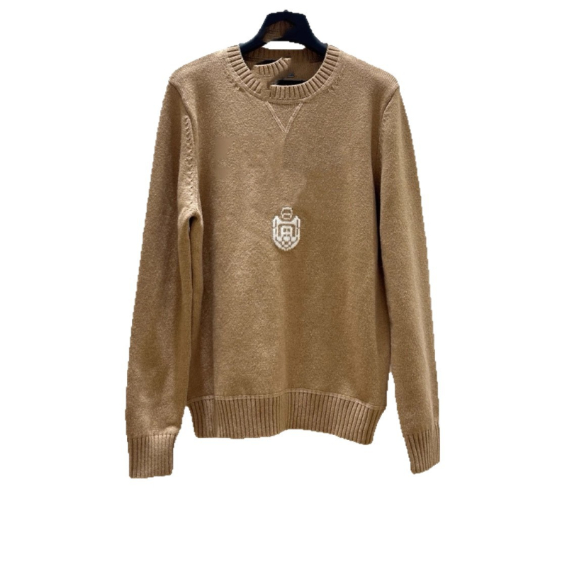 Πλεκτό πουλόβερ με κουκούλα και κέντημα, μείξη μαλλιού προβάτων, 3/4 μανίκια, στρογγυλή λαιμόκοψη, Φθινόπωρο 2025