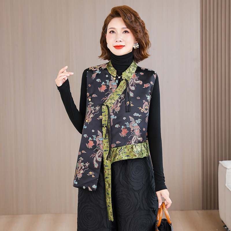 Jacquard bez rukava top, korejski street style, jesen 2025, poliester, dužina 50-65 cm