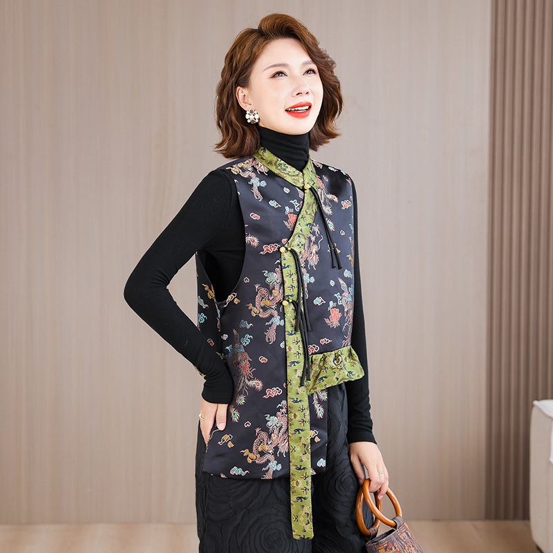 Jacquard bez rukava top, korejski street style, jesen 2025, poliester, dužina 50-65 cm