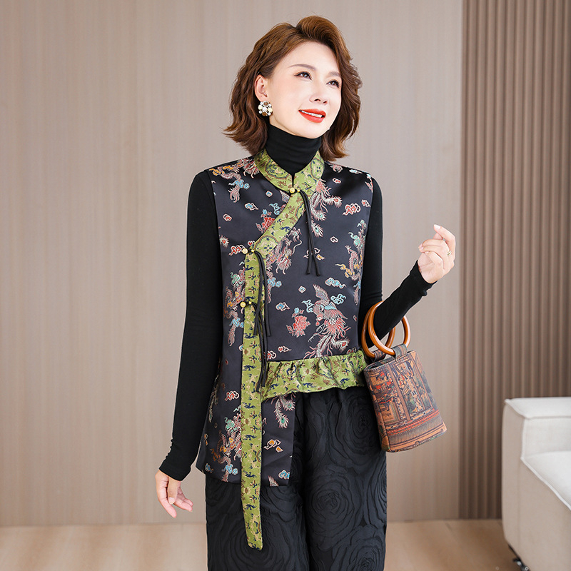 Jacquard bez rukava top, korejski street style, jesen 2025, poliester, dužina 50-65 cm