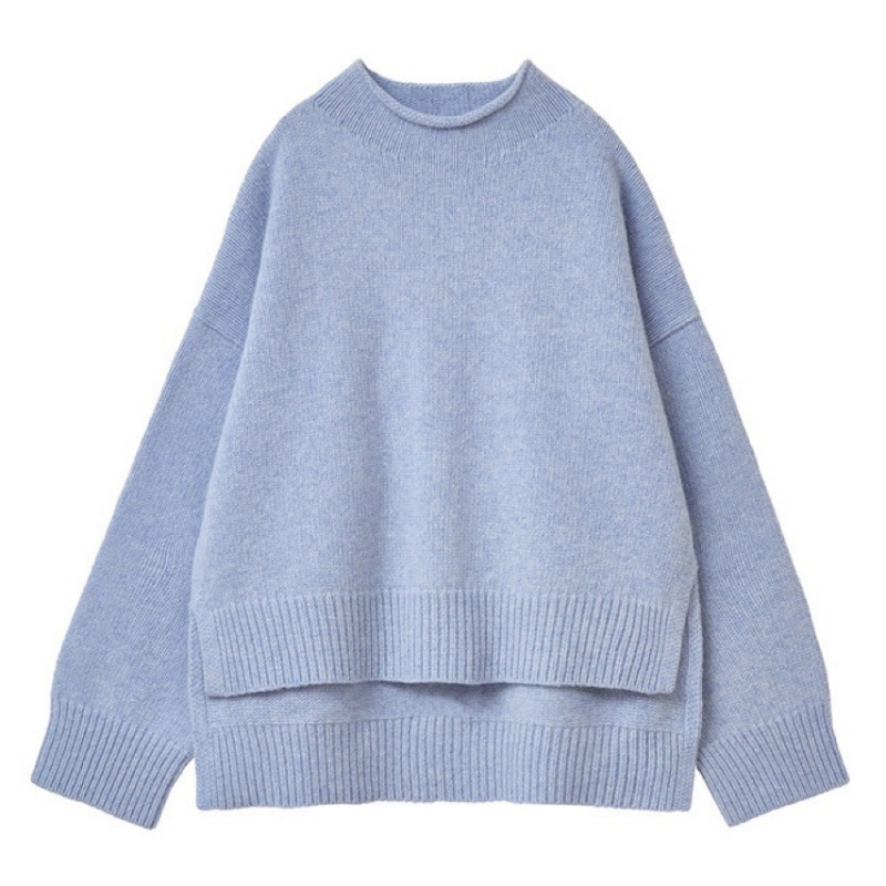 Πουλόβερ σε Cape στυλ, ελεύθερη γραμμή, ημιυψηλός γιακά, Raglan μακριά μανίκια, μαλλί 95%+