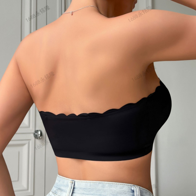 Bez naramenica grudnjak s prednjim kopčanjem; bez šavova; cijevasti oblik; glavni materijal najlon; podstava spandeks