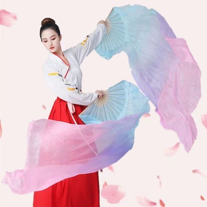 Svilen plesni fan – klasični stil, od bambusa