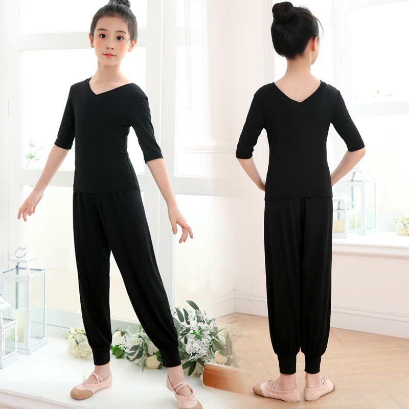 Detské moderné tanečné nohavice, Modal tkanina (viskozа 92%), Modal podšívka (viskóza 92%), na celú sezónu, pre dievčatá