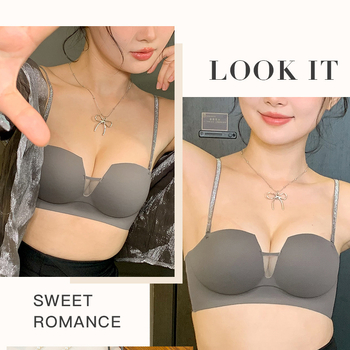 Bežični grudnjak, tubasti dizajn, 1/2 košarica, push-up, bez šavova, najlon