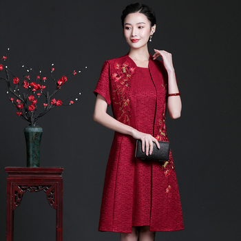 Ruha hamis kétrészes dizájn, A-vonalú midi, V-nyak, rövid ujjú, poliészter