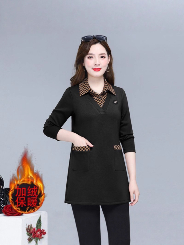 Midi hosszú ujjú ruha gallérral, lazán szabott derékrész, poliészter, Polo casual stílus, téli 2024