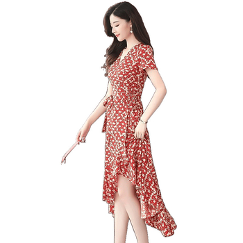 Egyrészes ruha, közepes hossz, A-vonal, V-nyakú, poliészter