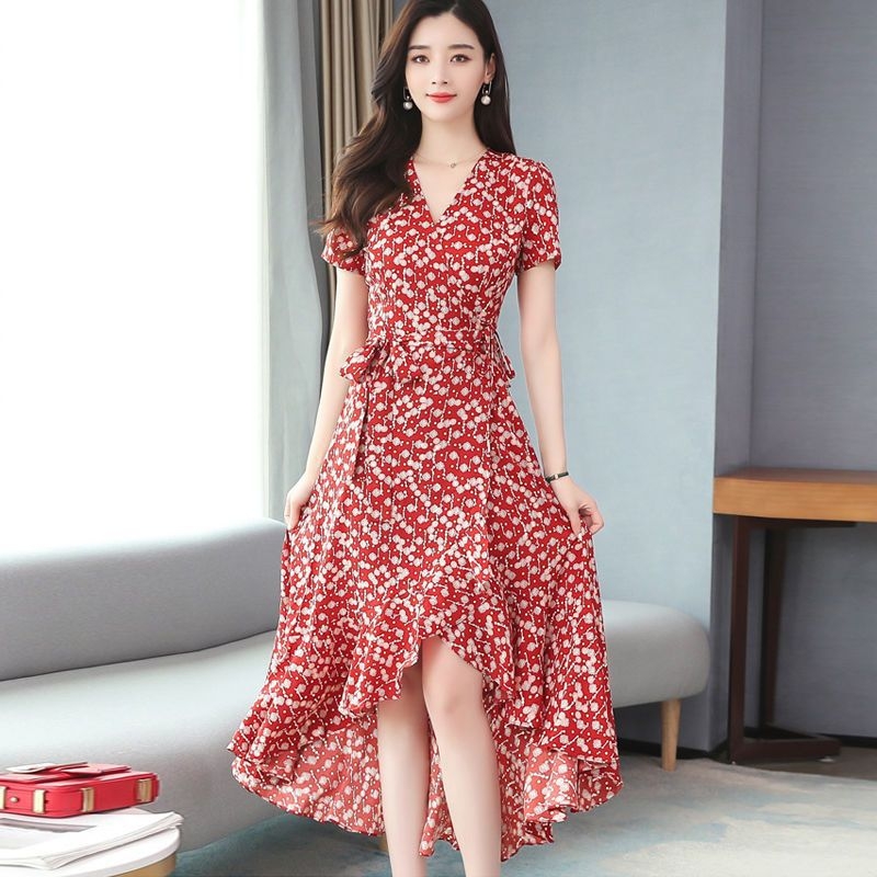 Egyrészes ruha, közepes hossz, A-vonal, V-nyakú, poliészter