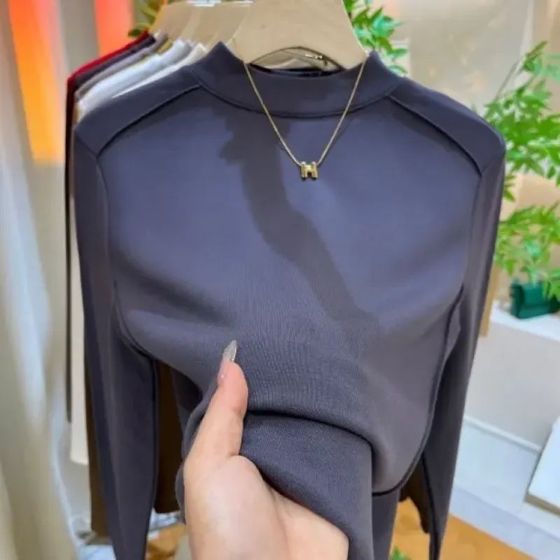 Fashion Dream 2025 Novi dizajn: Jednobojni pulover s flisom, topao i debeo, uski kroj, dugi rukav