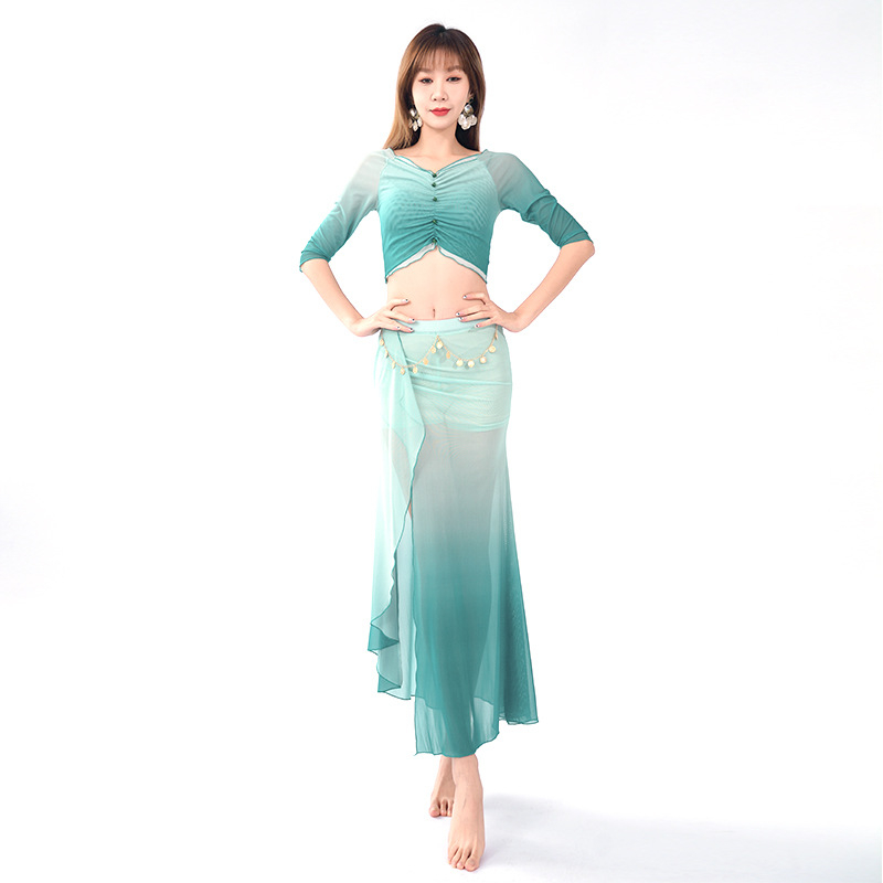 Kostim za trbušni ples od mrežaste tkanine za žene – ljeto 2024, poliestersko/spandeks mješavina (90–95% poliestera)