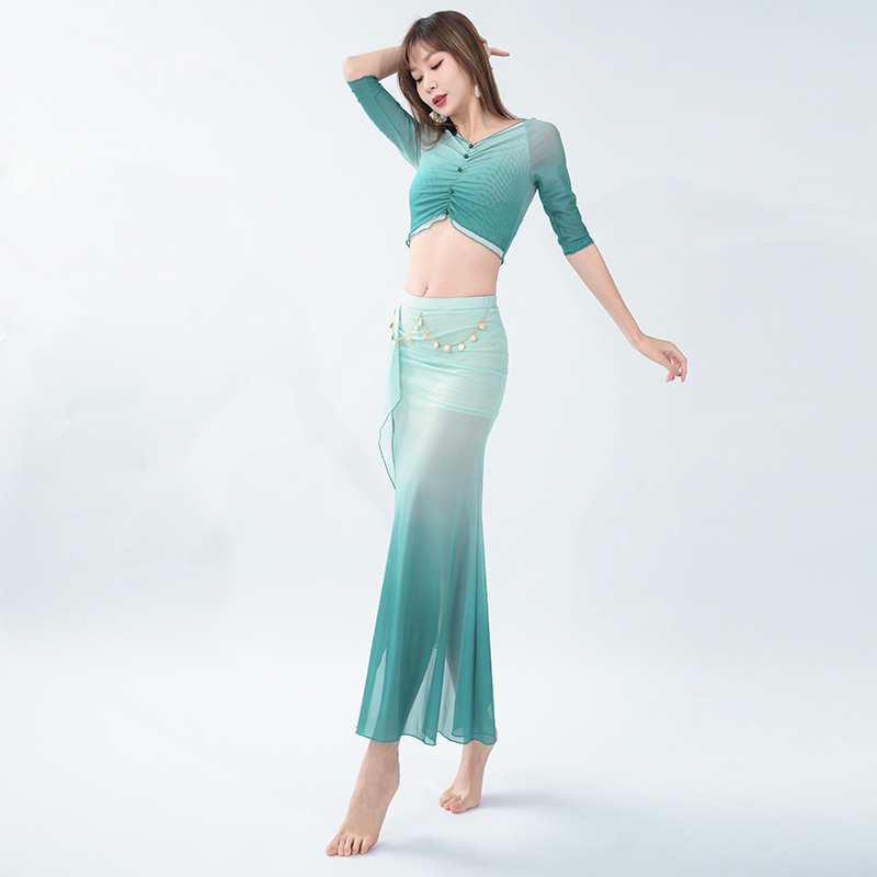 Kostim za trbušni ples od mrežaste tkanine za žene – ljeto 2024, poliestersko/spandeks mješavina (90–95% poliestera)