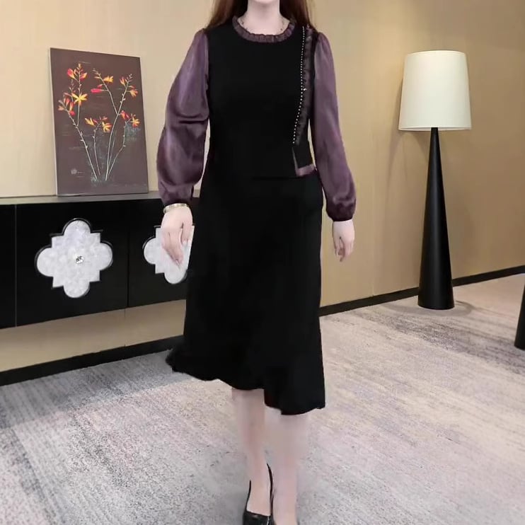 Šifono suknelė, poliesterio 90–95%, ilgis 99 cm, elegantiškas stilius, presuotos siuvimo detalės