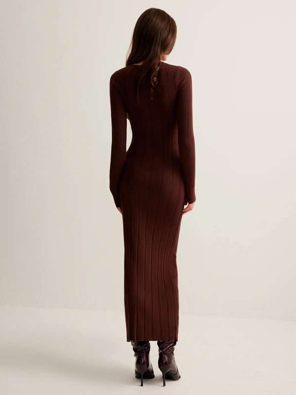 Kötött ruha állatmintával, kerek nyakú, hosszú ujjú, őszi 2025