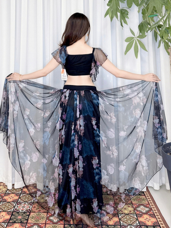 Set za vježbanje Belly Danca s gauzom — Modalna tkanina; poliester miješane tkanine ≤30% (dvije komponente); Elegantno; Šivanje