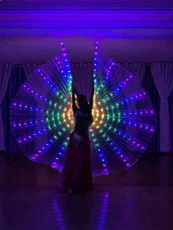 LED svjetleća krila; kostim za ples stomaka za žene; poliester tkanina; jesen 2022