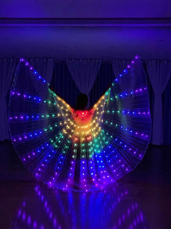 LED svjetleća krila; kostim za ples stomaka za žene; poliester tkanina; jesen 2022