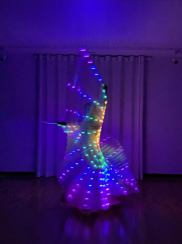 LED svjetleća krila; kostim za ples stomaka za žene; poliester tkanina; jesen 2022