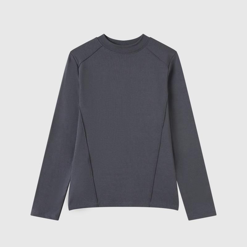 Poliészter alaprétegű hosszú ujjú felső fleece-béléssel, slim-fit fishbone sziluett, kötött kivitel