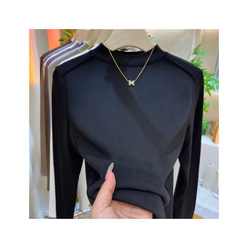 Poliészter alaprétegű hosszú ujjú felső fleece-béléssel, slim-fit fishbone sziluett, kötött kivitel