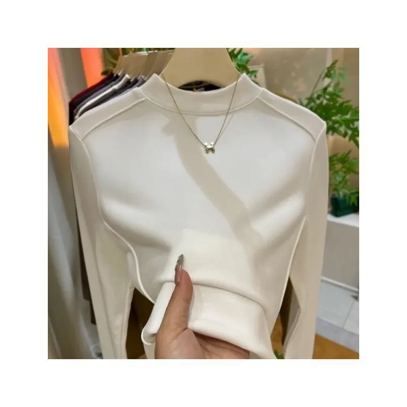 Poliészter alaprétegű hosszú ujjú felső fleece-béléssel, slim-fit fishbone sziluett, kötött kivitel