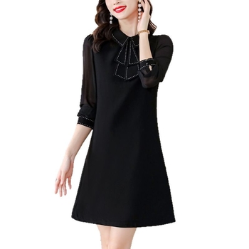 Anyának az esküvőre szánt ruha: elegáns, midi hosszú, négyszögletes gallér, rövid ujjú, poliészter