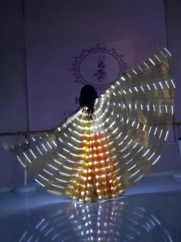 LED svjetleći plašt sa krilima i veo za belly dance, poliester materijal, marka Excellent Nuclear, za žene, dob 18–24