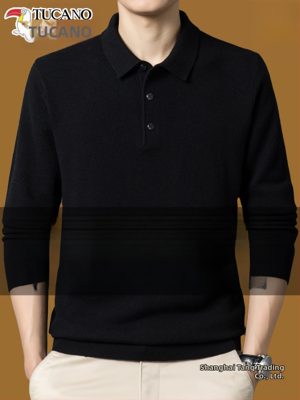 Pánske pletené tričko v štýle kardigánu, golier s reverom, dlhé rukávy, tenká pletenina, ľanové zmesové tkanivo