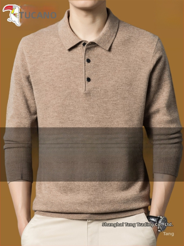 Pánske pletené tričko v štýle kardigánu, golier s reverom, dlhé rukávy, tenká pletenina, ľanové zmesové tkanivo