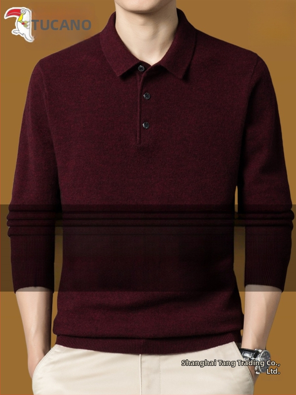 Pánske pletené tričko v štýle kardigánu, golier s reverom, dlhé rukávy, tenká pletenina, ľanové zmesové tkanivo