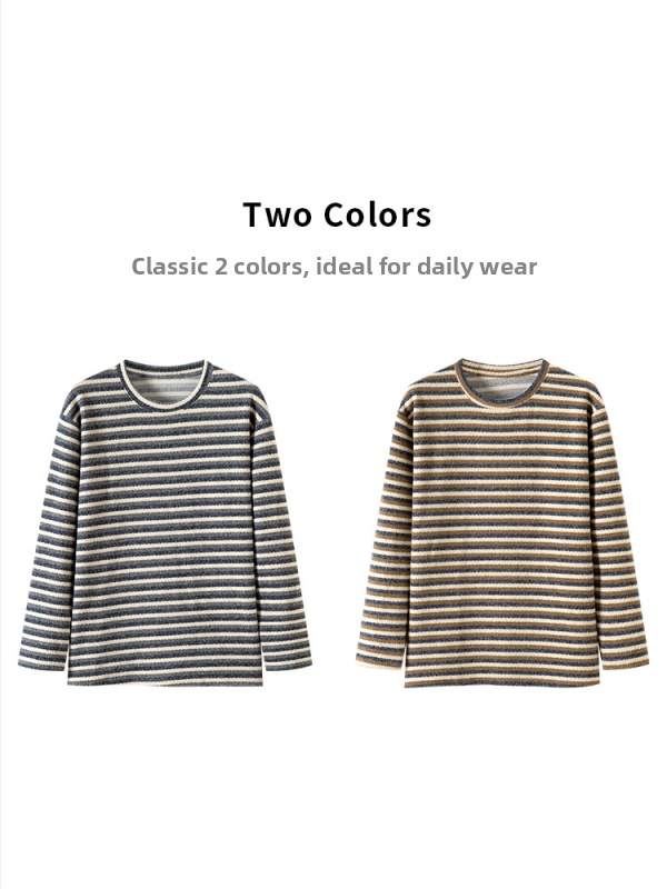 Dámsky pruhovaný hrubý pletený sveter, voľný strih, dlhé rukávy, výstrih do tvaru U, zmes polyester/spandex, 70–80% polyester, menej ako 30% spandex