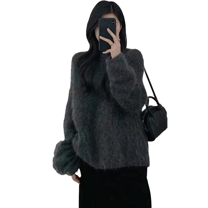 Trudnički komplet – zimski, korejski stil, pleteni top i midi suknja