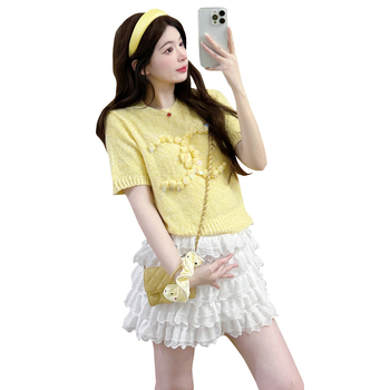 Trudnički dvodijelni kostim s rukavima 5/4, Chenille tkanina od pamuka; glavni materijal: pamuk, udio pamuka ispod 30%, japansko-korejski ležerni stil