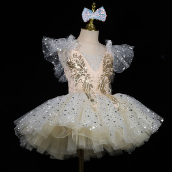 Детска балетна tutu пола с пайети – принцесен стил, полиестерна материя, за сценично изпълнение, за деца 3–8 г