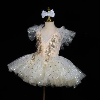 Детска балетна tutu пола с пайети – принцесен стил, полиестерна материя, за сценично изпълнение, за деца 3–8 г