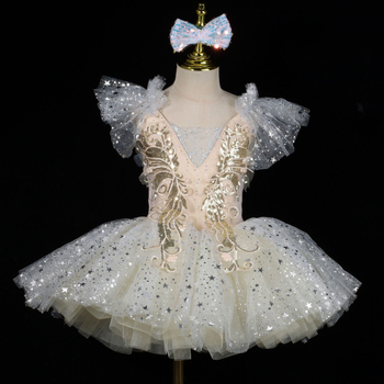 Детска балетна tutu пола с пайети – принцесен стил, полиестерна материя, за сценично изпълнение, за деца 3–8 г