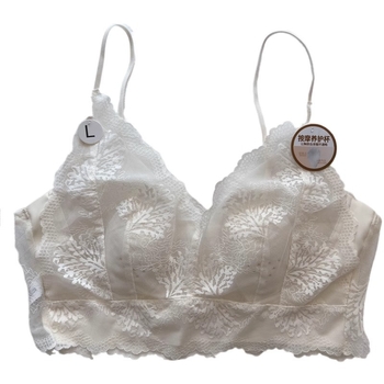 Bezžična čipkasta grudnjaki s trbušastim dizajnom, bez šavova, košarica 3/4, najlon tkanina, fiksirane dvostruke naramenice