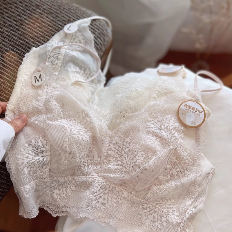 Bezžična čipkasta grudnjaki s trbušastim dizajnom, bez šavova, košarica 3/4, najlon tkanina, fiksirane dvostruke naramenice