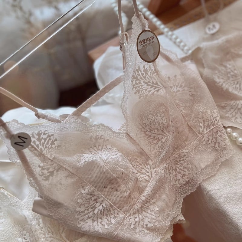 Bezžična čipkasta grudnjaki s trbušastim dizajnom, bez šavova, košarica 3/4, najlon tkanina, fiksirane dvostruke naramenice