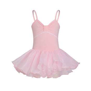 Detské tanečné oblečenie pre balet: CAMI šaty s tylovou sukničkou a mašľou, 92% polyester, povlaková tkanina, pre deti 3-8 rokov, AQL 2.5