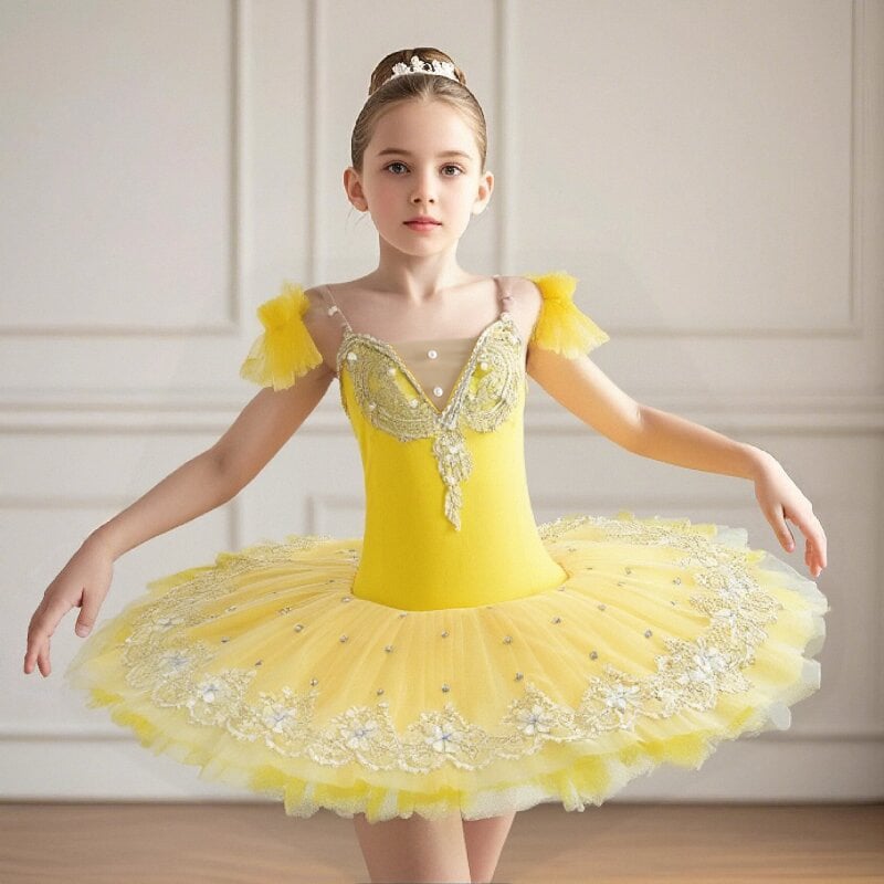 Dječja baletna tutu suknja s naramenicama i šljokicama, Swan Lake stil, materijal: poliester i spandex do 30%, stil Elegant Wind, Fresh and Sweet, br. dancetree, ljeto 2025