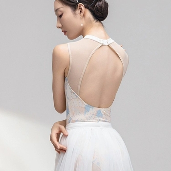 Unitard de dans fără mâneci cu imprimeu balet pentru femei adulte – îmbrăcăminte de dans modernă, țesătură poliester, căptușeală poliester