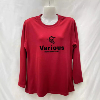 Baršunasta duga rukava majica s motivom biljaka, smjesa poliester i elastana, okrugli izrez.