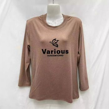 Baršunasta duga rukava majica s motivom biljaka, smjesa poliester i elastana, okrugli izrez.