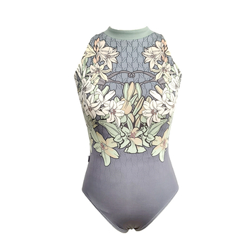 Unitard de antrenament pentru balet cu guler halter imprimat, unisex pentru adulți, material poliester (pentru toate sezoanele; potrivit pentru scenă de balet)