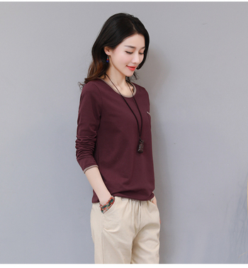 Tricou cu mânecă lungă, croială lejeră, guler rotund, design panouri, toamnă 2022