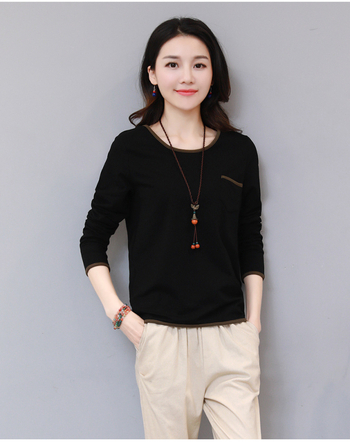 Tricou cu mânecă lungă, croială lejeră, guler rotund, design panouri, toamnă 2022