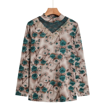 Tričko s kvetinovým vzorom, polyesterový materiál, dlhé rukávy, voľný strih