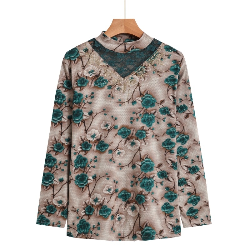 Tričko s kvetinovým vzorom, polyesterový materiál, dlhé rukávy, voľný strih