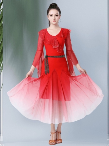 Rochie de dans pentru square dance cu plasă – amestec poliester, căptușeală poliester, potrivită pentru scenă, balet, dans etnic și latino, primăvară-vară-toamnă